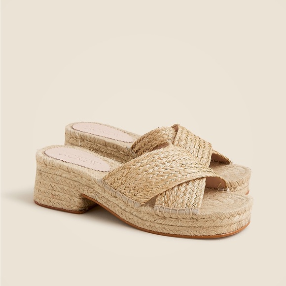 J. Crew Shoes - J Crew Made-in-Spain block-heel espadrilles raffia Size 11